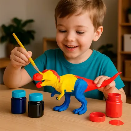 Collection Pintura Dino Brinquedo De Pintura Infantil Com 3 Tintas Coloridas E 1 Pincel Incluso - Bee Toys - Image 4
