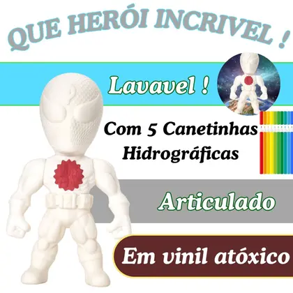 Brinquedo Didatico Para Colorir Boneco Herói Com Canetinhas - Puff Toys - Image 3