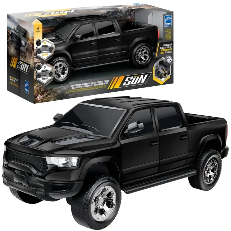 Carrinho Pick-Up Infantil Grande 42cm Ajuste de Altura Nas Rodas Com Retrovisor Articulado Brinquedo Infantil - Roma - Roma Brinquedos - Image 2