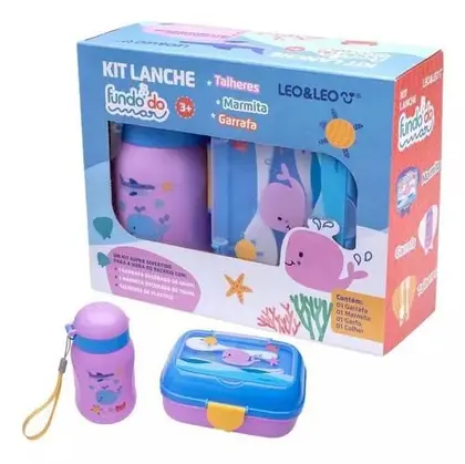 Kit Marmita Garrafinha Infantil Porta Lanche Fundo Do Mar - Leo e Leo - Image 5