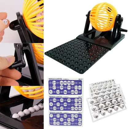 Jogo De Bingo Clássico De Mesa Com Globo Giratório 36 Cartelas E 90 Bolinhas Numeradas - For Kids - Image 4
