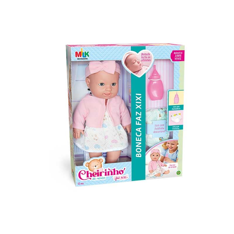 BRINQUEDO BONECA CHEIRINHO NENEM FAZ XIXI MILK