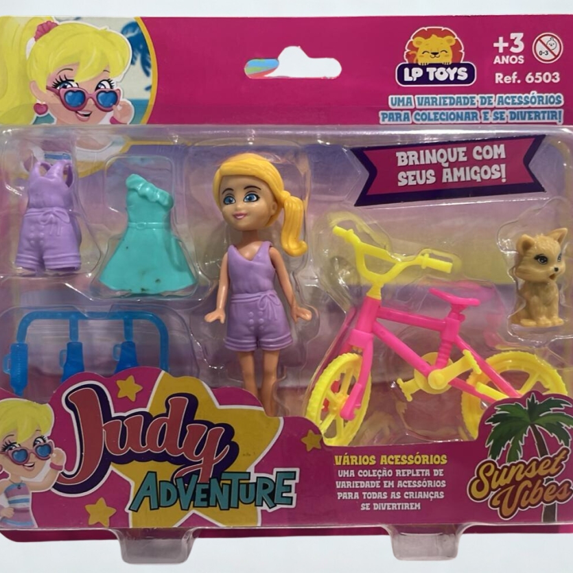 Judy Adventure – Kit Boneca com Bicicleta e Acessórios | LP Toys