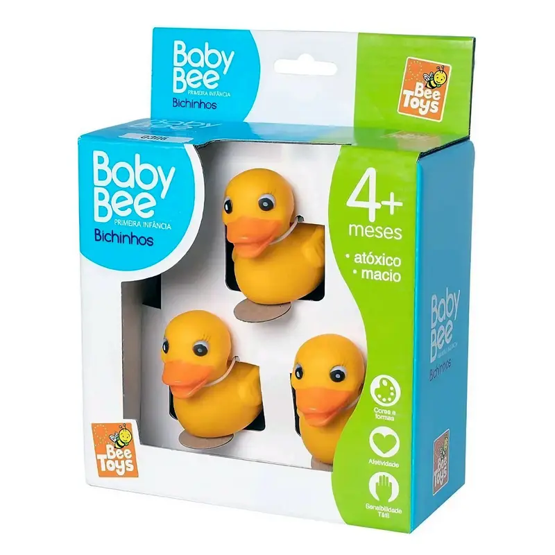 kit 03 Brinquedos de Banho Pato de Borracha Patinho Macio - Bee Toys