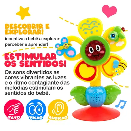 Flor Baby Brinquedo De Atividades Educativas Com Ventosa Som De Animais E Música - Bee Toys - Image 3
