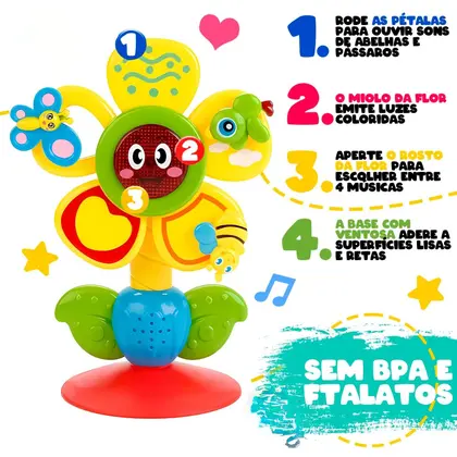 Flor Baby Brinquedo De Atividades Educativas Com Ventosa Som De Animais E Música - Bee Toys - Image 2