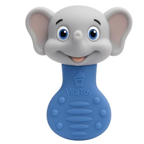 Chocalho Mordedor Macio C/barulho Suave Elefante Azul e Rosa - Image 3