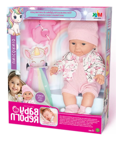 Boneca Collection Baby Reborn Unicórnio - Milk