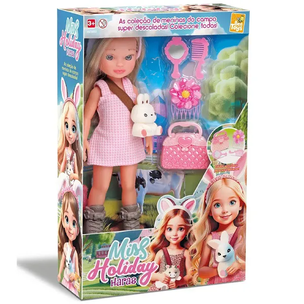 Boneca MISS Holiday Haras Coelho com Acessorios Bee TOYS