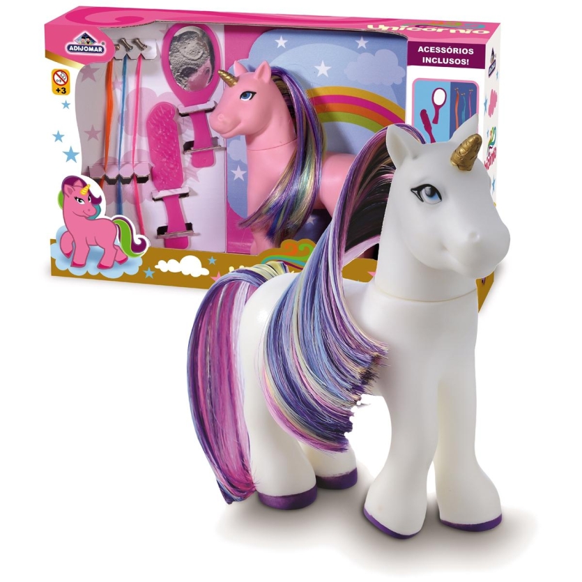 Boneco Unicórnio Menina Com Acessórios Para Pentear