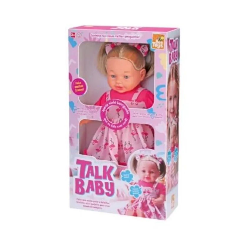 Boneca Talk Baby Vinil Fala Frases