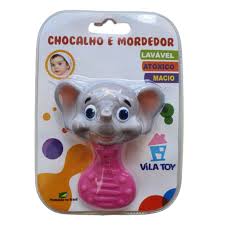 Chocalho Mordedor Macio C/barulho Suave Elefante Azul e Rosa - Image 2
