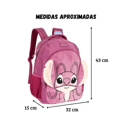 Mochila De Costas Angel Stitch Peluciada Com Orelhas Disney - Image 4