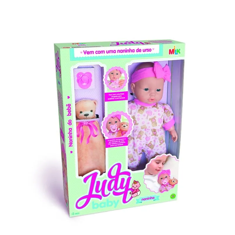 Boneca Bebê - Judy Baby - Naninha - Rosa - Milk Brinquedos