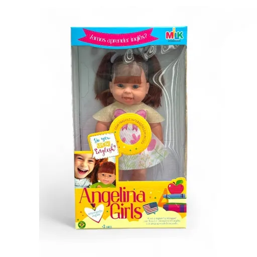 Boneca Angelina Girls Aprendendo Inglês Ruiva 42cm