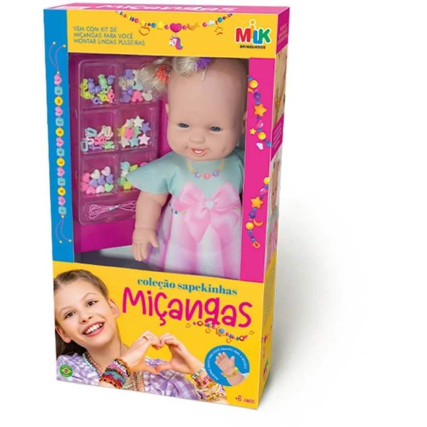 Boneca Sapekinha 35CM com KIT de Miçangas para Pulseiras
